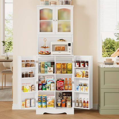 Keukenkast – Keukenmeubel – Opbergkast – Bovenkast – Hoge Kast – 181 cm Hoog – Verstelbare Planken – MDF Hout Afwerking