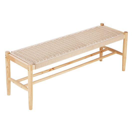 Rieten Bankje – Rieten Bank – Rotan Bank – Wicker Bankje – Houten Bank – Handgemaakt Hardhouten Frame – Geschikt Voor 2 Personen 120 cm