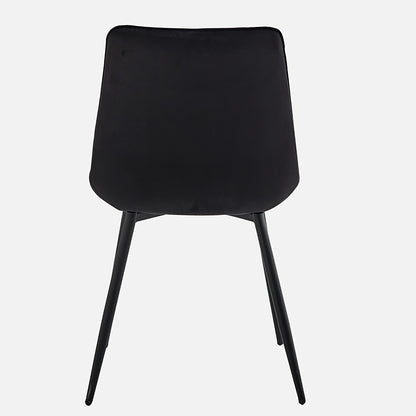 Set of 4 Modern Black Dining Chairs with Metal Legs & 16-Grid Backrest - Sturdy Lattice Design, Easy-Clean Surface, Hard Floor Compatible - Armless Kitchen, Office, Living Room Chairs for Contemporary Homes, Sleek Seating, Du