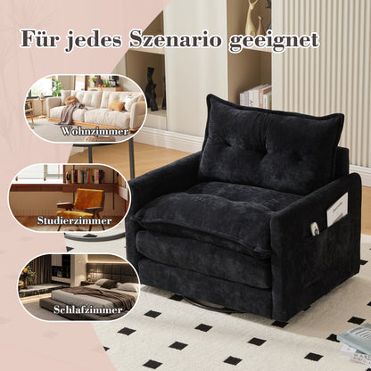 Loungestoel – Fauteuil – Relaxstoel – Draaistoel – Zitzak – 360° Draaibaar – Handmatig Verstelbare Rugleuning – Chenille Stof – Stevige Rugleuning
