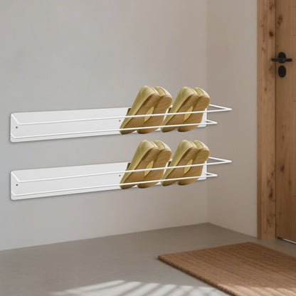 2-Tier/2pcs Wall-Mounted Shoe Rack - Heavy-Duty Iron Shoe Shelf with Space-Saving Vertical/Horizontal Shoe Organizer, Easy Assembly, - Modern for /Office - Holds Sneakers, Boots, (Assembly Required)