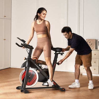 Hometrainer – Fitnessfiets – Indoor Bike – Fietsapparaat – Spinningfiets – Magnetische Weerstand – 16 kg Vliegwiel – Verstelbaar Comfortabel Zadel – Zwart Oranje