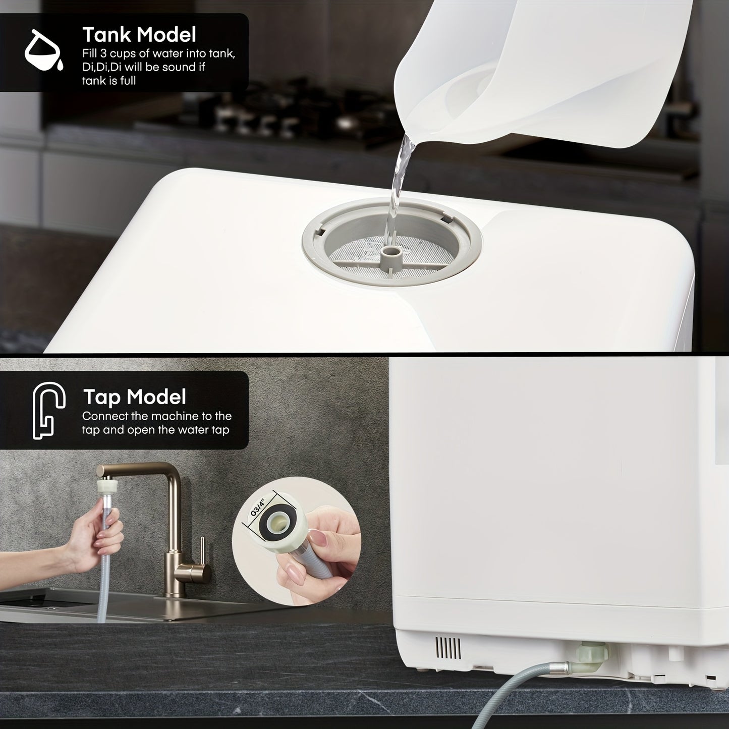 Mini Vaatwasser – Tafelvaatwasser – Campingvaatwasser – Kleine Afwasmachine – Vrijstaande Afwasmachine – 6 Wasprogramma’s – Ingebouwde 5L Watertank & 360° Dual Spray System