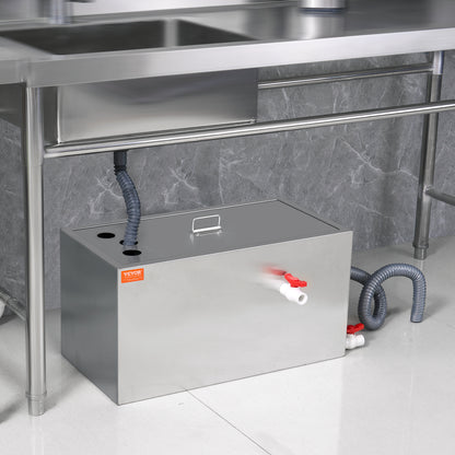 Vetafscheider – Vetvanger – Olieafscheider – Afvalwaterfilter – Vetscheider – Roestvrij Staal – 25 LBS Capaciteit – 6,4 GPM Hoog Doorstroomsnelheid