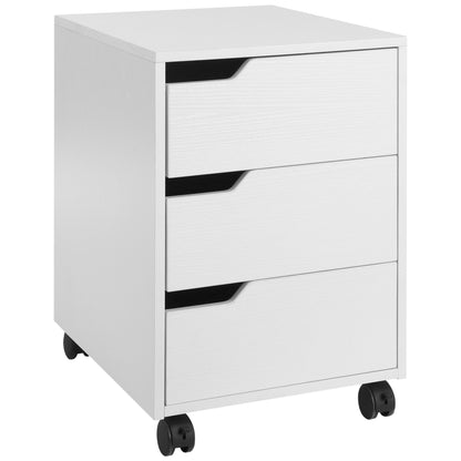 Rolkastje – Ladekastje – Ladenkast – Bureaukast – Opbergkast – 3 Vergrendelbare Lades – MDF Wit – Compact Formaat 40x50x57,5 cm