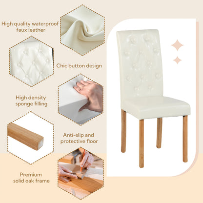 Eetkamerstoelen – Stoelen – Kuipstoelen – Meubels – Stoelonderdelen – Wit Kunstleer – Hardhouten Onderstel – Comfortabele Foamvulling