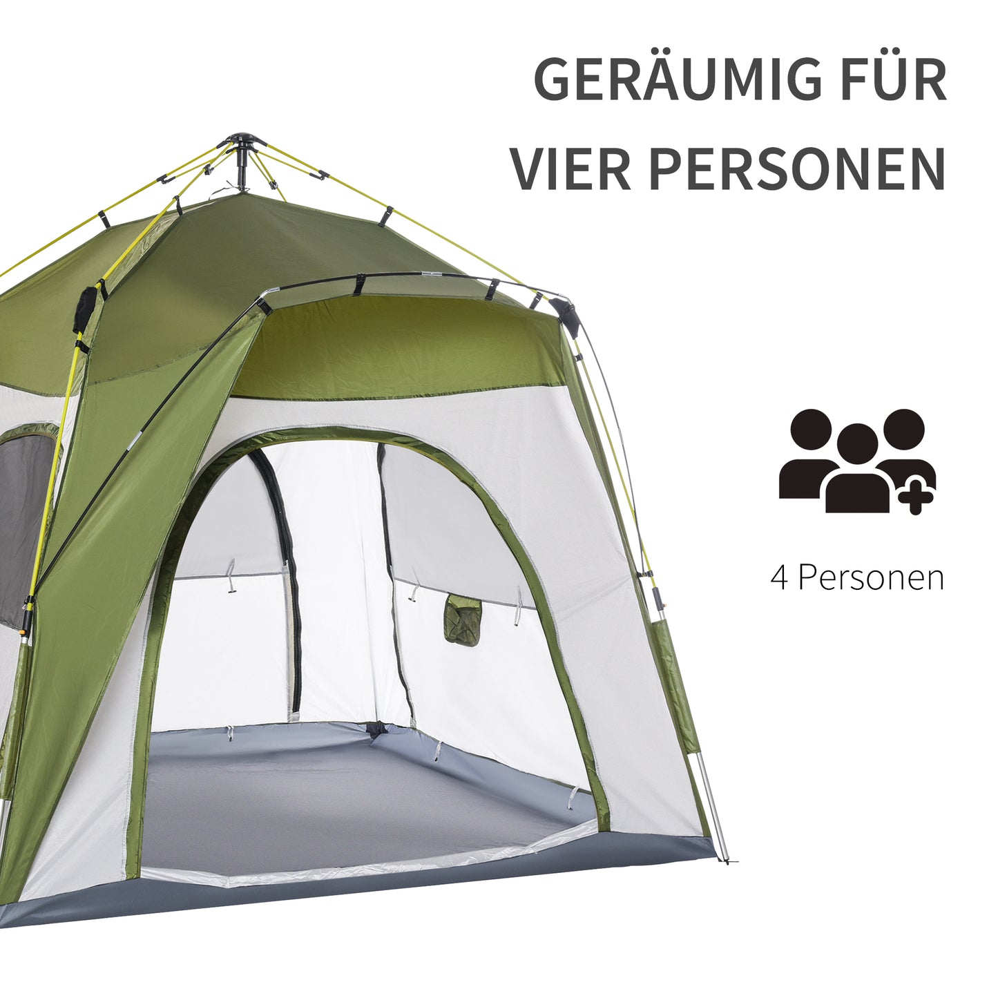 Pop-Up Tent – Kampeertent – Automatische Tent – Snel Opzetten Tent – Outdoor Tent – Waterbestendig – Hydraulisch Mechanisme – 240x240x199 cm – Groen-Grijs