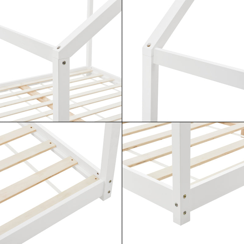 Huisbed Kinderbed – Bedhuisje – Speelbed – Juniorbed – Houten Bed – 140x200 cm – Massief Grenenhout – Mat Wit Design
