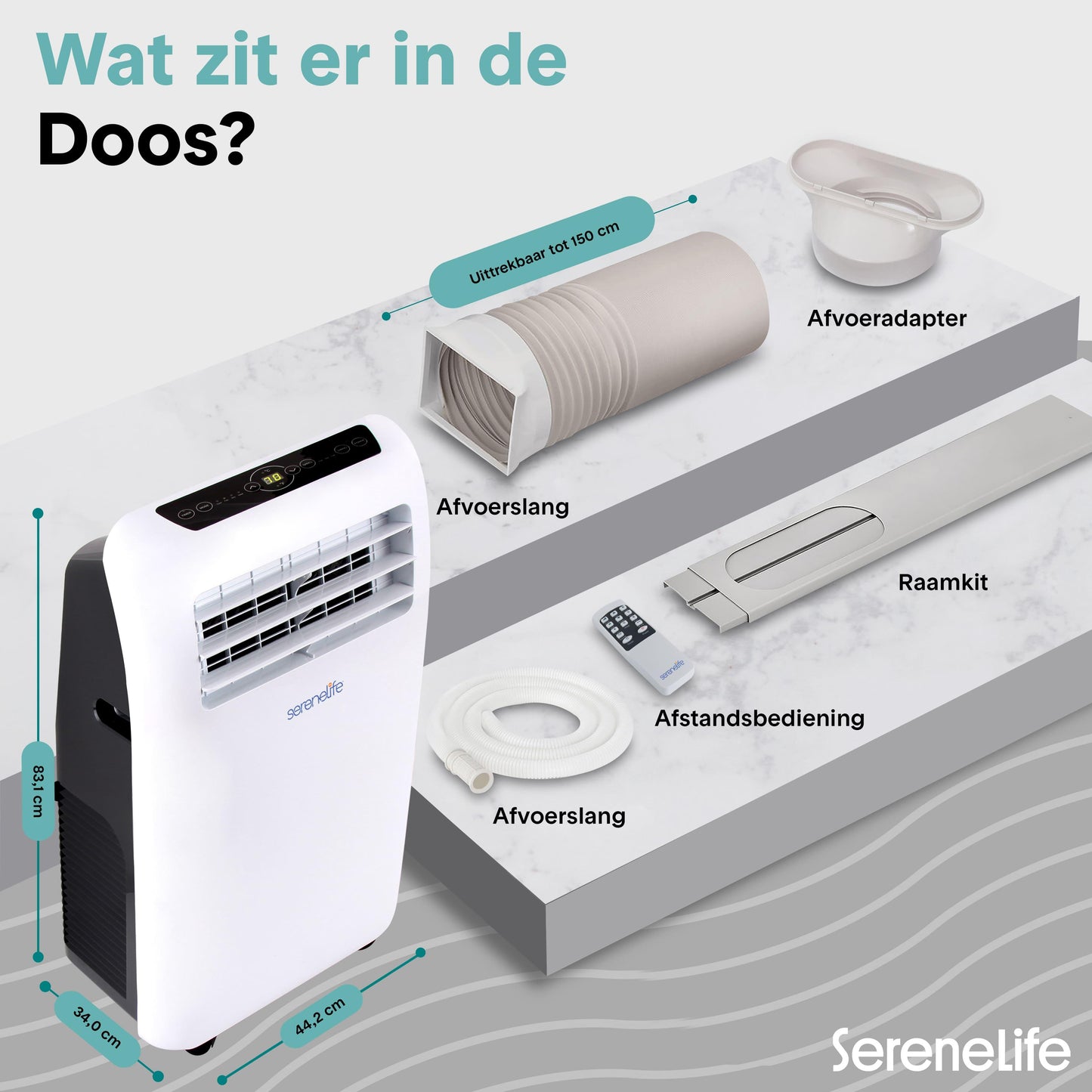 Airconditioner – Mobiele Airco – Draagbare Airconditioner – 3-in-1 Airco – Ontvochtiger – 9.000 BTU Koeling – Inclusief Afstandsbediening en Raamafdichtingskit