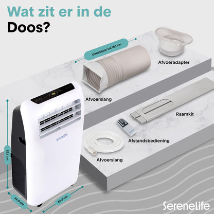 Airconditioner – Mobiele Airco – Draagbare Airconditioner – 3-in-1 Airco – Ontvochtiger – 9.000 BTU Koeling – Inclusief Afstandsbediening en Raamafdichtingskit