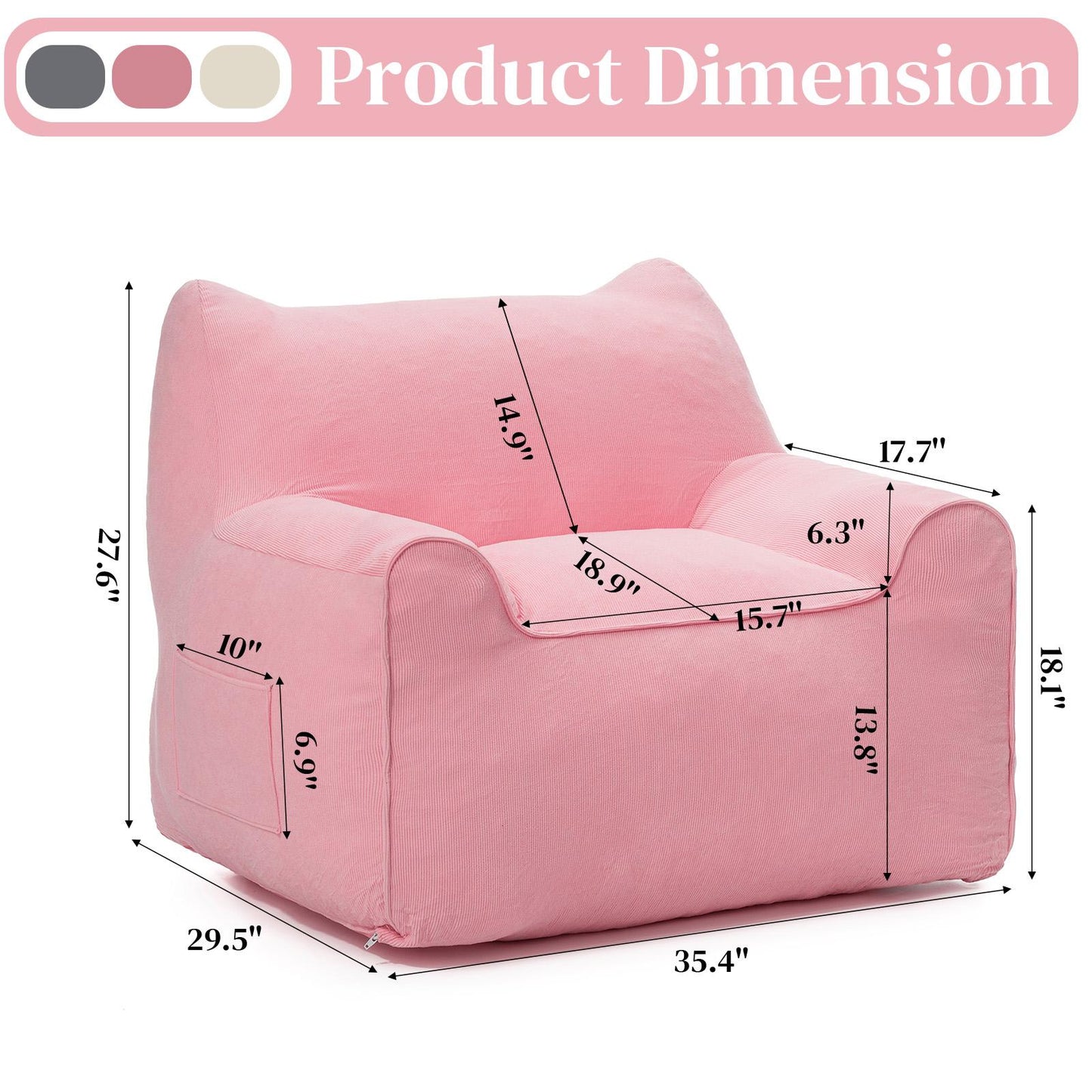 Grote Roze Zitzak – Zitzak Voor Volwassenen – Zitzak Met Vulling – Zitzak Sofa – Loungestoel – Ruim Formaat 90x90x70 cm – Veerkrachtige Schuimvulling