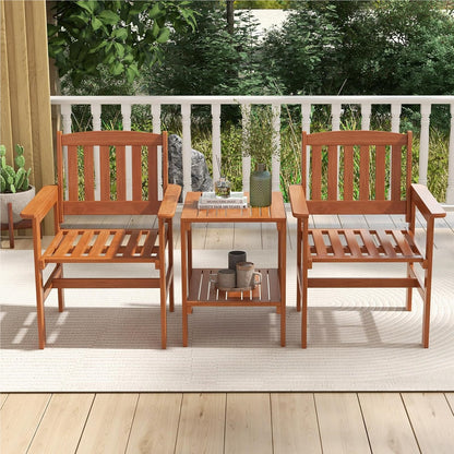 Tuinbank – Tuinset – Buitenbank – Balkonbank – Acaciahouten Bank – 2 Persoons – Met Zijtafel – Parasoluithouder – Weerbestendig Hout – Ergonomisch Design