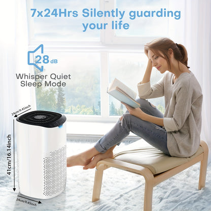 HEPA Luchtzuiveraar – Luchtfilter – Luchtreiniger – Air Cleaner – Luchtverfrisser – 25 dB Ultra Stil – CADR 300 m³/u voor 60-120 m² Met App en Spraakbediening