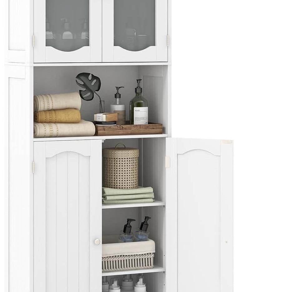 Badkamerkast – Opbergkast – Dressoir – Wastafelkast – Toiletkast – Wit MDF – 2 Deuren Met Veiligheidskanteling – Verstelbare Planken