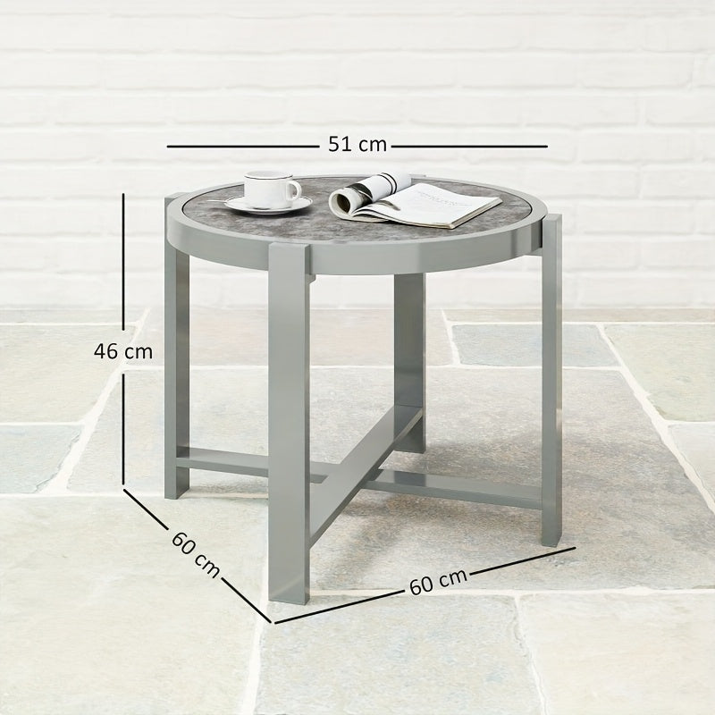 All-Weather Aluminum Side Table - Indoor/Outdoor Round table with Modern design, Lightweight & Sturdy Construction for Patio, Living Room, Office, Camping - Easy Assembly, Maintenance-Free Surface - Perfect Accent Furniture f