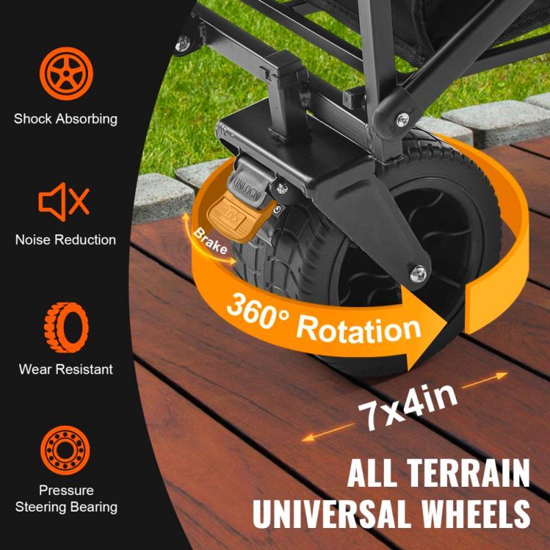 All Terrain Strandwagen – Strandkar – Vouwkar – Bolderkar – Boodschappenwagen – Draagkracht Tot 158 Kg – Stevige Brede Banden