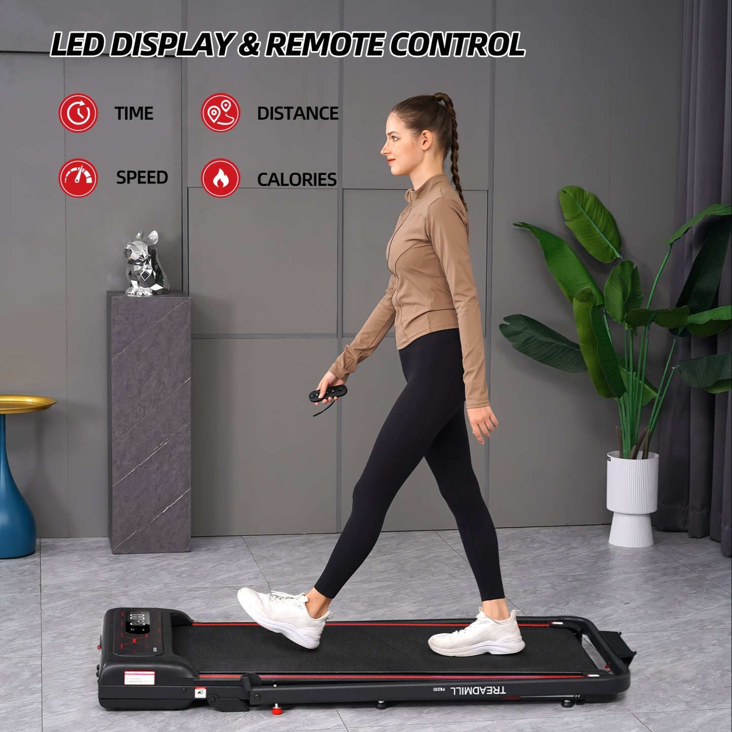 Elektrische Loopband – Inklapbare Loopband – Fitnessapparaat – Hardloopband – Wandelband – 2-in-1 Trainingsmodus 1-12 km/u – Compact en Stil met Afstandsbediening