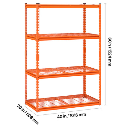 Stellingkast – Opbergrek – Magazijnstelling – Opbergkast – Metalen Rek – 4 Laags Verstelbaar – Draagvermogen 1088 kg