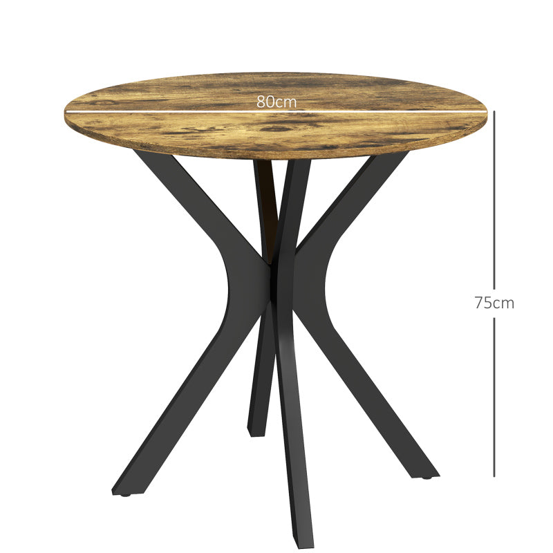 Rond Eettafeltje – Klein Tafelletje – Bistrotafel – Ontbijttafel – Werktafel – Bruin MDF Tafelblad – Verstelbare Vloerbeschermers