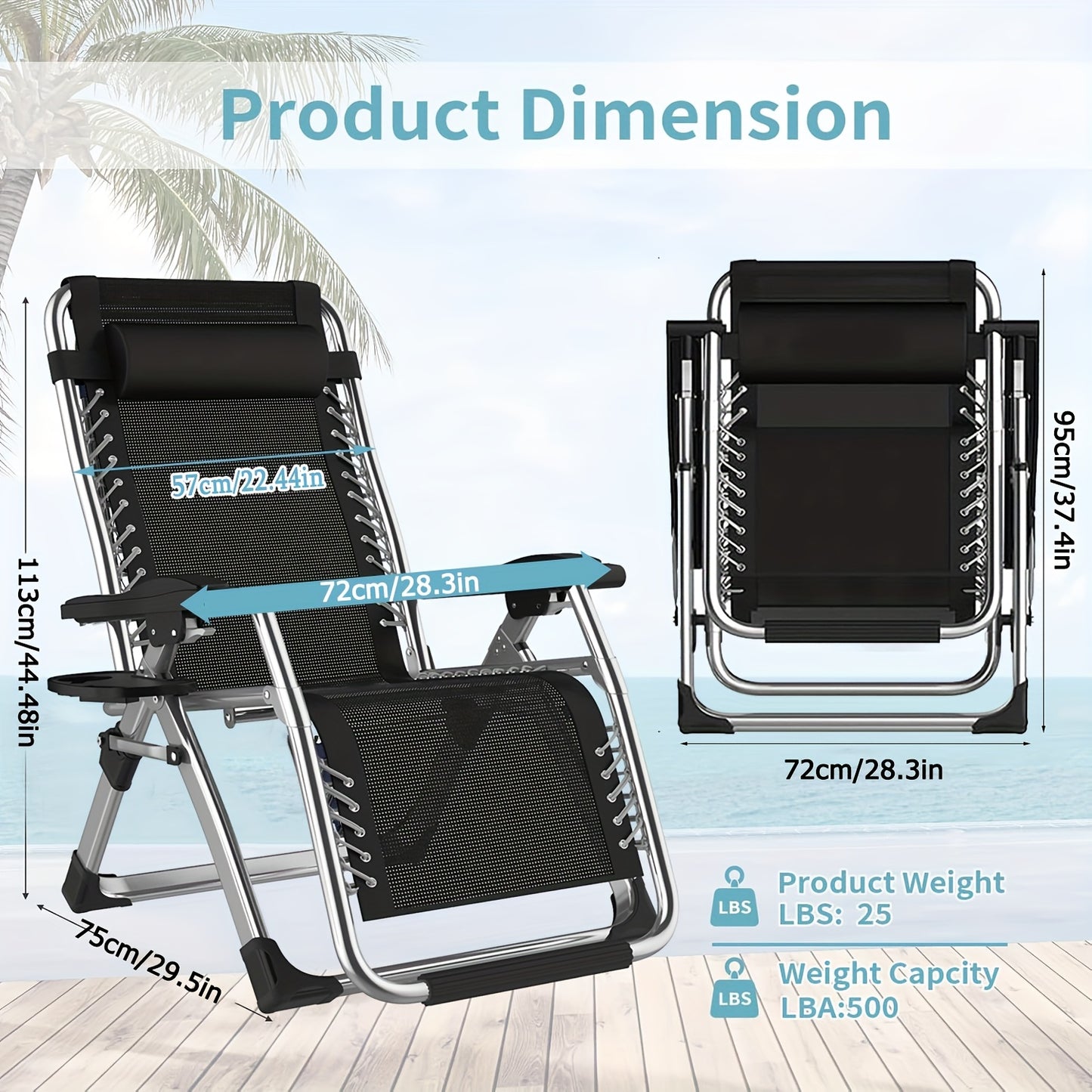 Loungestoel – Ligstoel – Tuinstoel – Relaxstoel – Vouwstoel – Set Van 2 – Comfortabel Memory Foam – Verstelbare Rugleuning