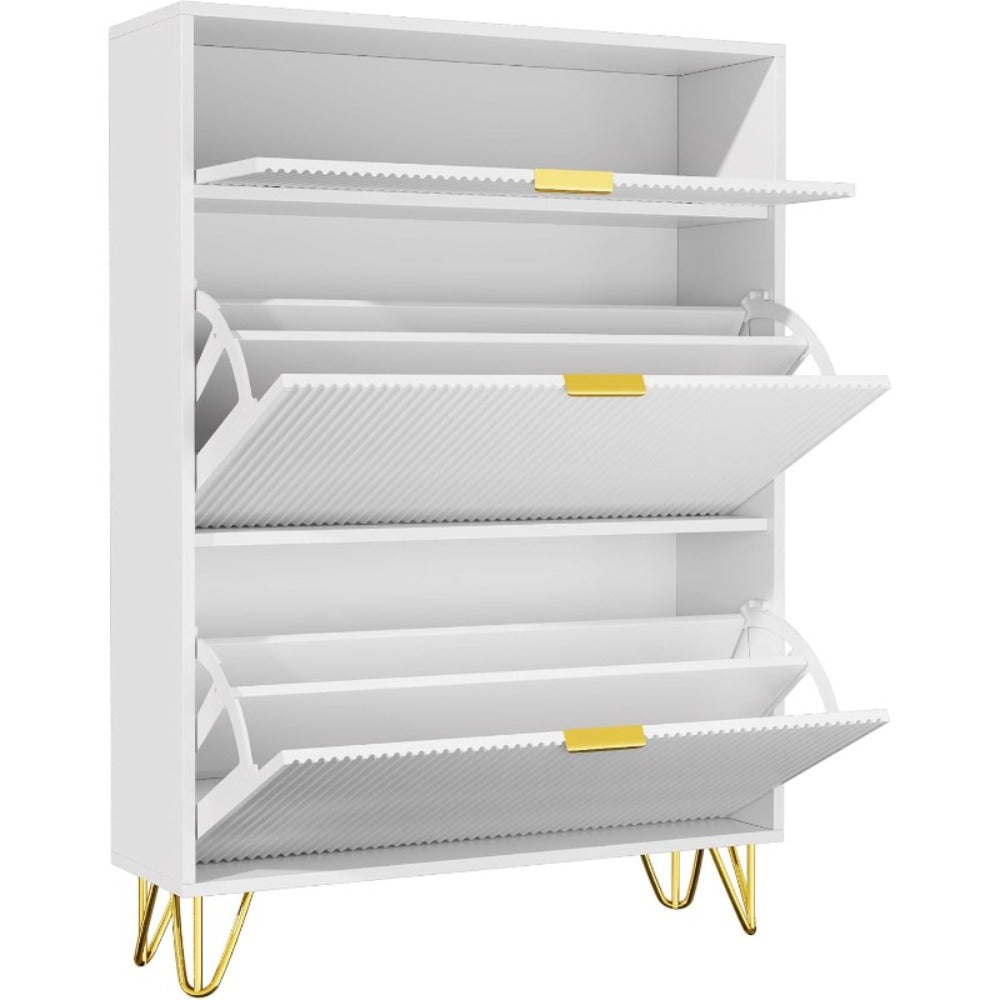 Schoenenkast – Schoenenrek – Schoenendressoir – Halmeubel – Opbergkast – Wit – 80x24x118,5 cm – Duurzaam MDF Metalen Frame – Modern Elegant Design