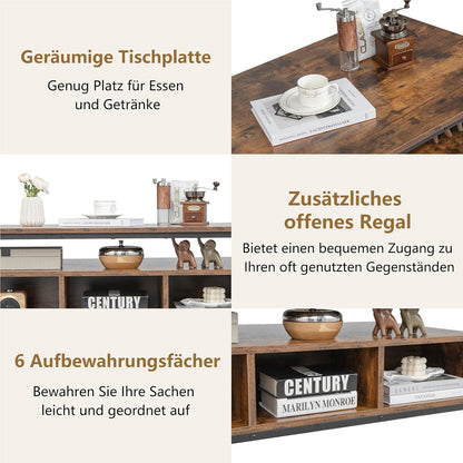 Salontafel – Koffietafel – Sofa Tafel – Woonkamertafel – Industriële Tafel – Metalen Frame – 110 x 60 cm – 6 Opbergruimtes