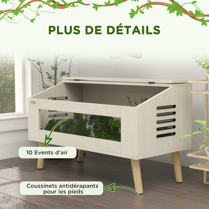 Terrarium voor Reptielen – Reptielenhuis – Vivarium – Reptielen Terrarium – Slang Terrarium – 140 Liter – Gehard Glas & Natuurlijke Houten Afwerking
