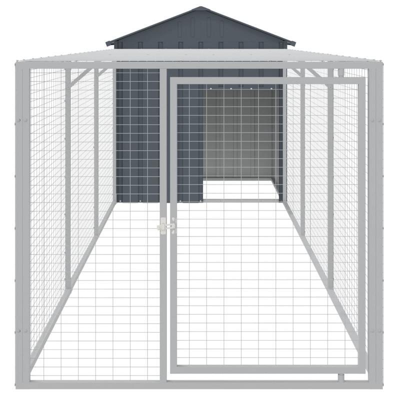 Kippenhok – Kippenren – Pluimveehok – Buitenhok – Dierenhok – Antraciet – 117x405x123 cm – Gegalvaniseerd Staal – Ruime Loopruimte – Duurzaam & Weerbestendig
