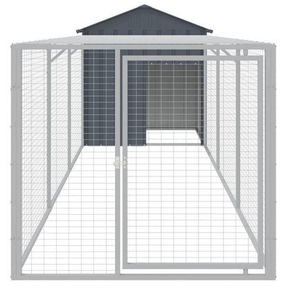 Kippenhok – Kippenren – Pluimveehok – Buitenhok – Dierenhok – Antraciet – 117x405x123 cm – Gegalvaniseerd Staal – Ruime Loopruimte – Duurzaam & Weerbestendig