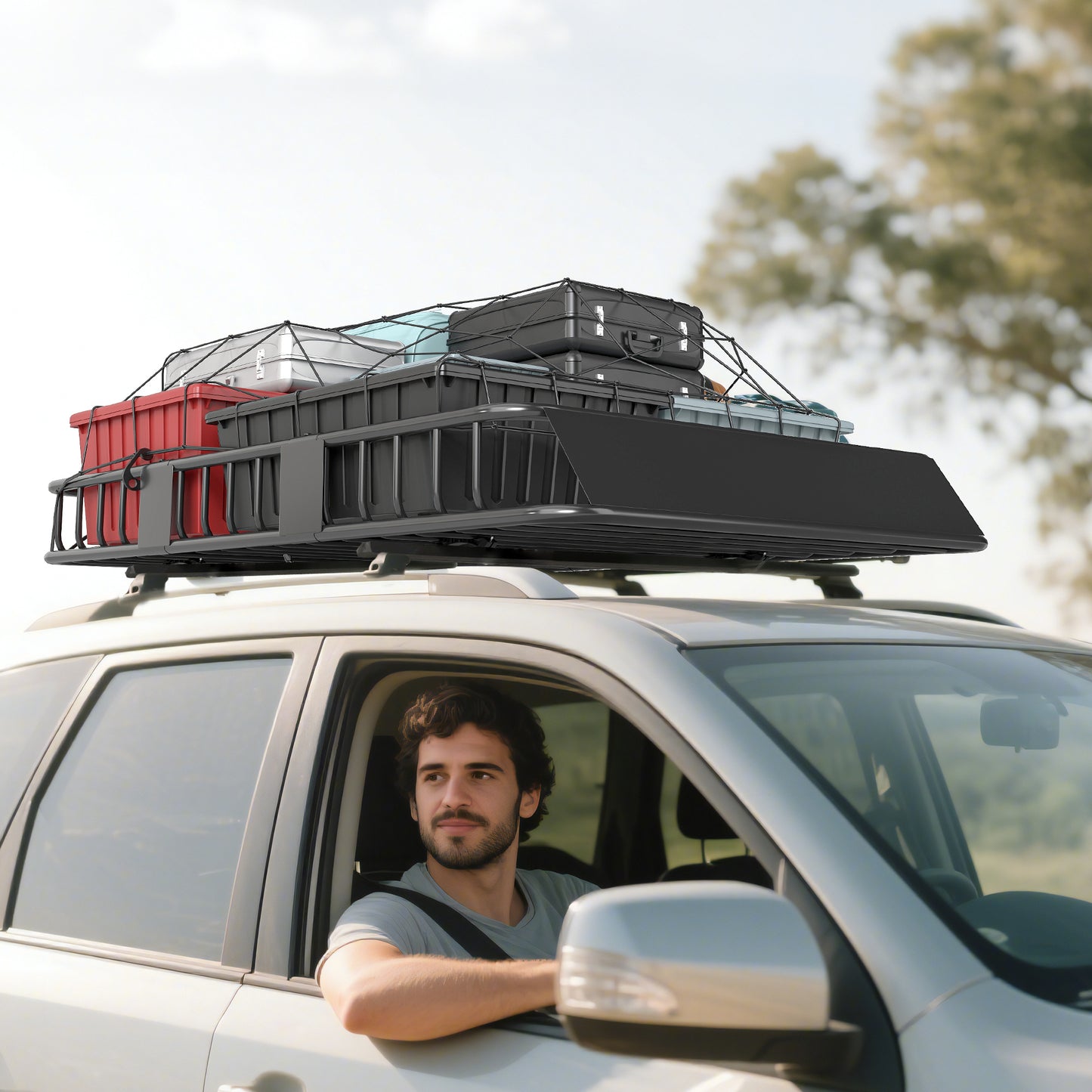 Universele Dakkofferdrager – Dakdrager – Bagagedrager – Roof Rack – Auto Dakrek – Robuust Metalen Frame – Maximale Draagkracht 100 kg – Zwart – 162x99x16 cm