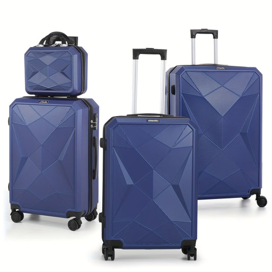 Kofferset – Reiskoffers – Bagageset – Trolley Koffers – Handbagage – Harde ABS+PC Behuizing – TSA Slots – 4-delige Set – Navy Blauw – Lichtgewicht – Uitbreidbaar – Spinner Wielen