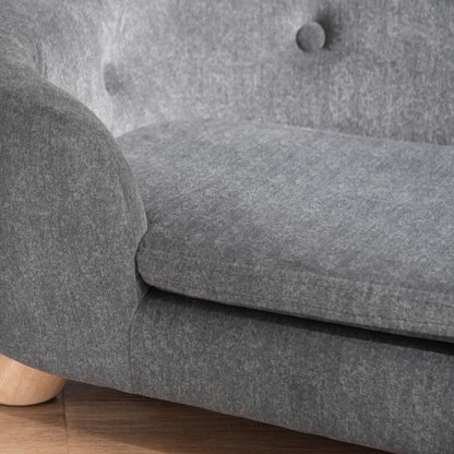 Huisdierbank – Hondenbank – Kattenbank – Dierenbed – Huisdiersofa – Antraciet Grijs – Zacht Pluche Kussen – Stevig Dennenhouten Frame 70 x 47 x 30 cm
