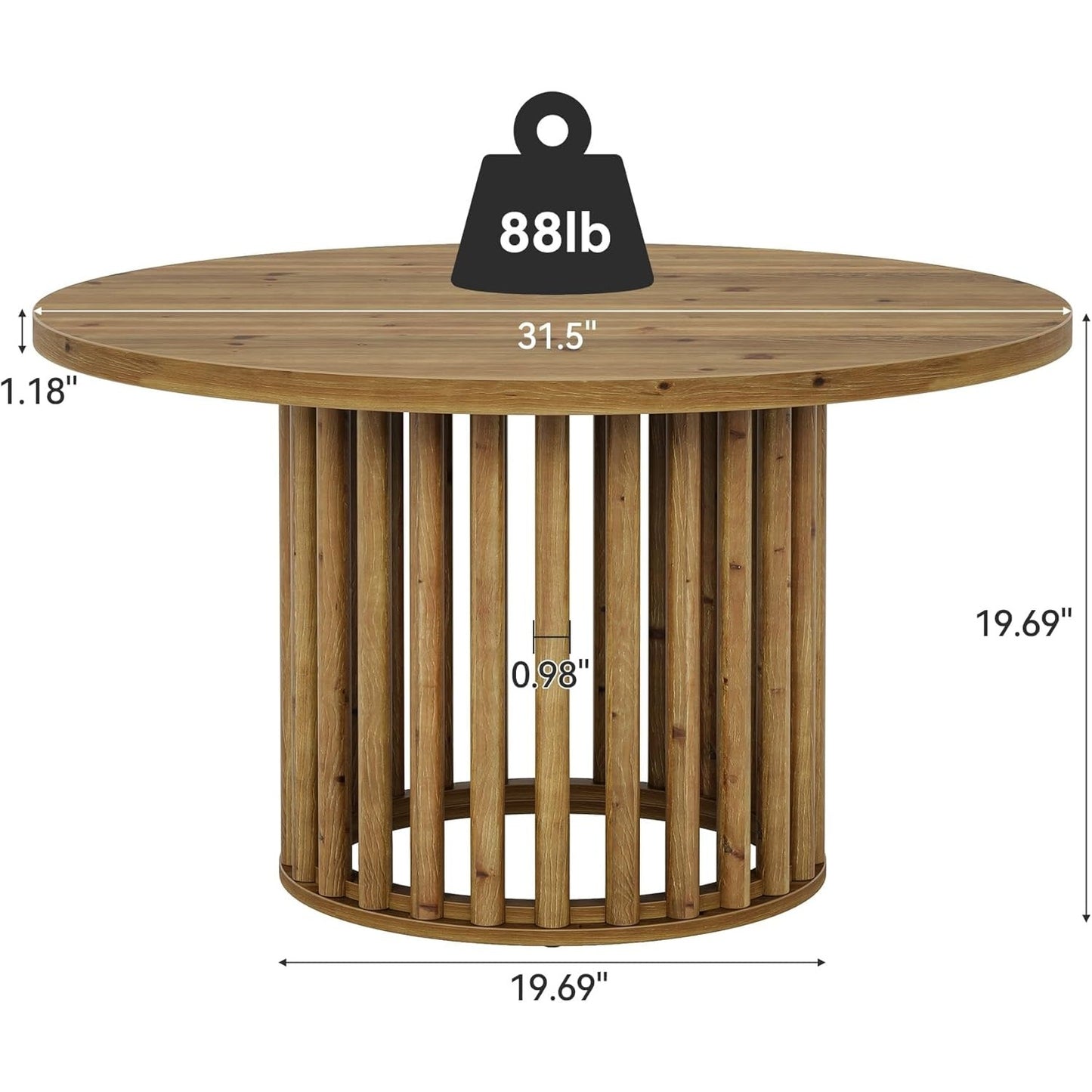Ronde Salontafel – Bijzettafel – Koffietafel – Accenttafel – Houten Tafel – Massief Hout – 80 cm Diameter – Ruimtebesparend Ontwerp