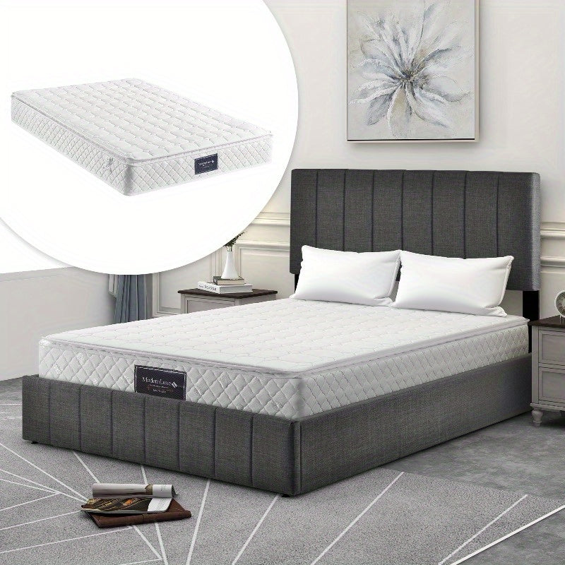 Bedframe – Tweepersoonsbed – Boxspring – Opbergbed – Slaapbank – Hydraulisch Verstelbaar Hoofdeinde – Metalen Frame – 140x200 cm – Grijze Linnen Bekleding – Opberglades – Eenvoudige Montage – Zonder Elektriciteit