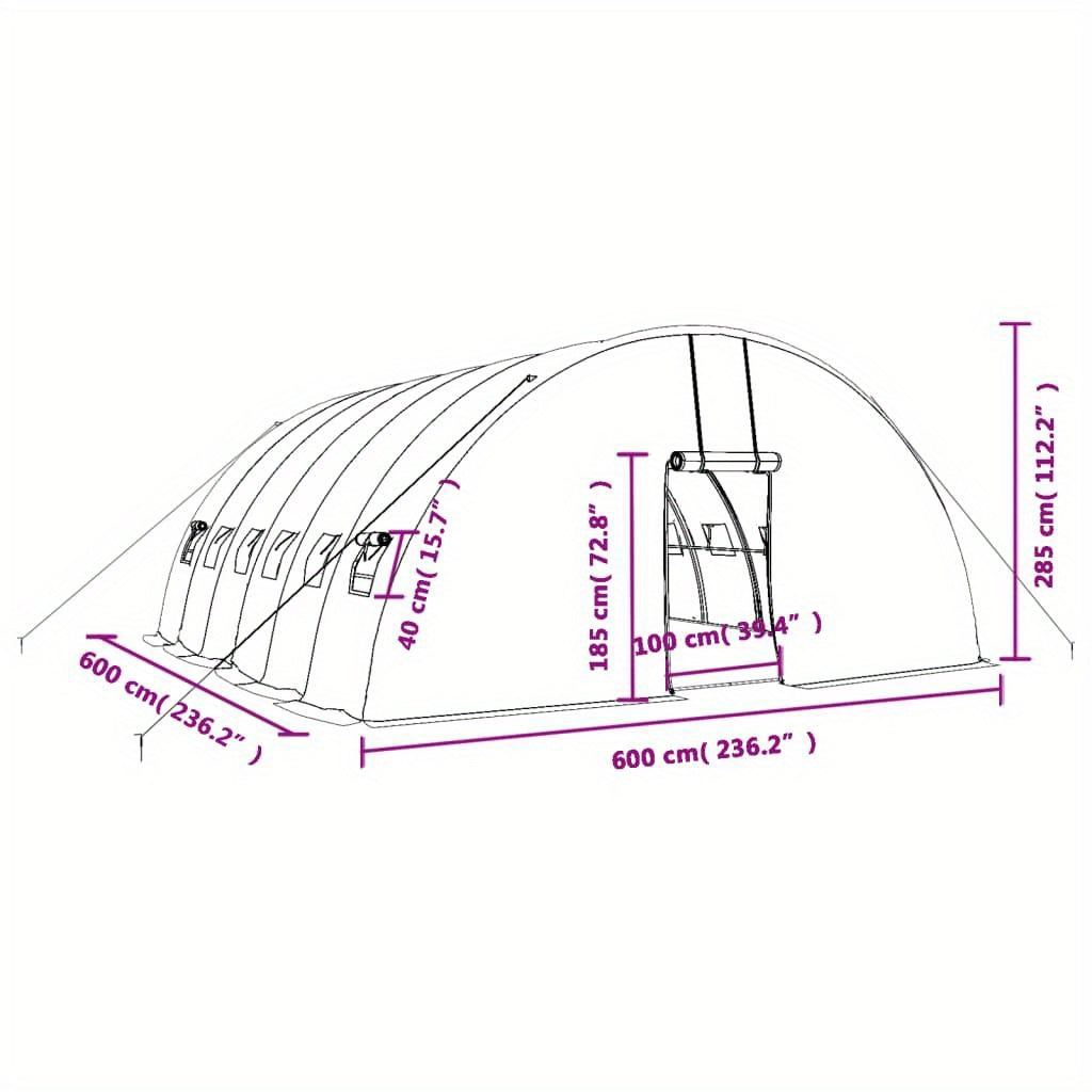 Kweekkas – Tuinkas – Broeikas – Serre – Plantenkas – Stevig Gegalvaniseerd Stalen Frame – Ruim 6x6x2,85 m Weerbestendig PE-Materiaal