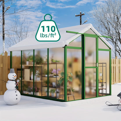 Kas – Kweekkas – Tuinkas – Plantenkas – Broeikas – Groot Aluminium Frame – Weerbestendig Polycarbonaat – Inclusief Dakventilator – 183x244 cm Walk-in Greenhouse