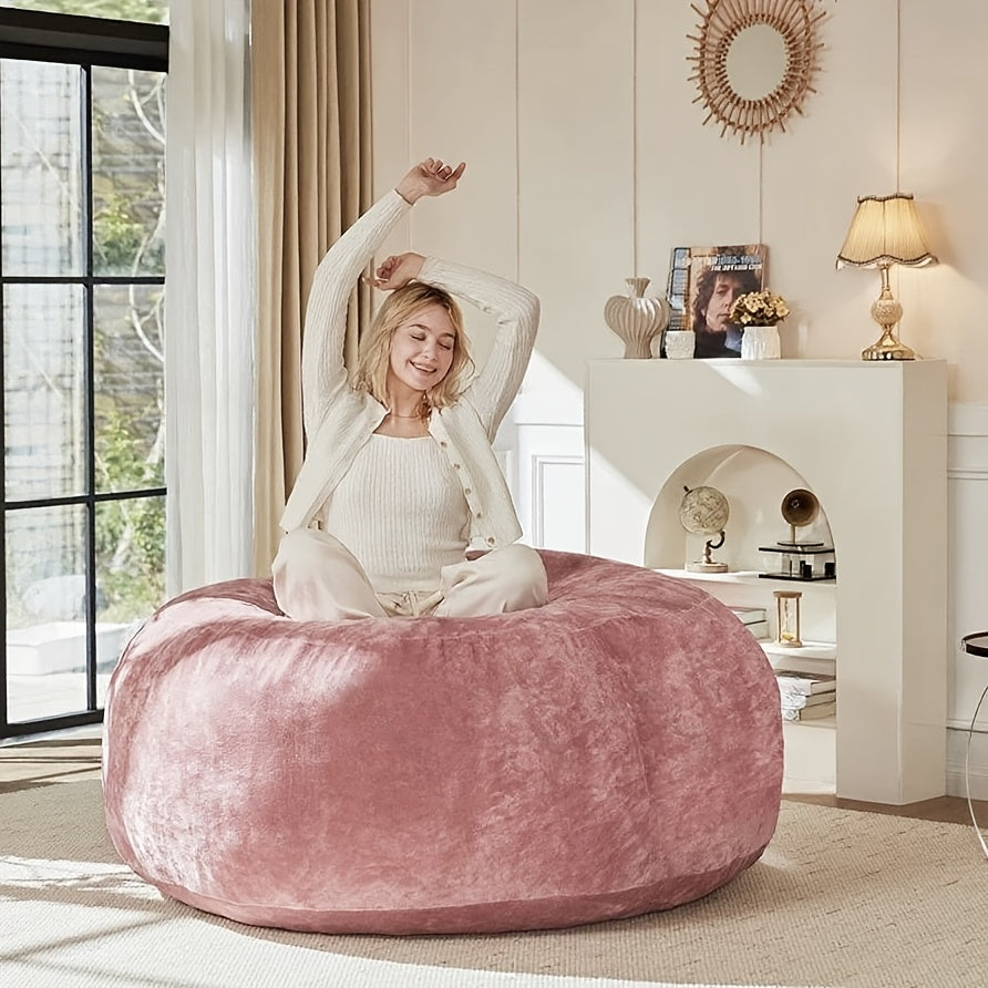 Zitzak – Bean Bag – Zitzakstoel – Loungestoel – Fauteuil – Roze – Katoen Vulling – Linnen Materiaal – Groot Formaat 150 cm