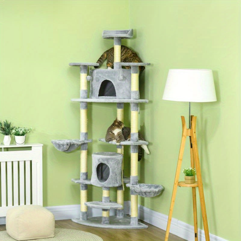 Krabpaal – Kattenboom – Kattenmeubel – Krabmeubel – Kattenhuis – XXL 200 cm Hoog – Imitatie Henneptouw – Geschikt Voor Meerdere Katten