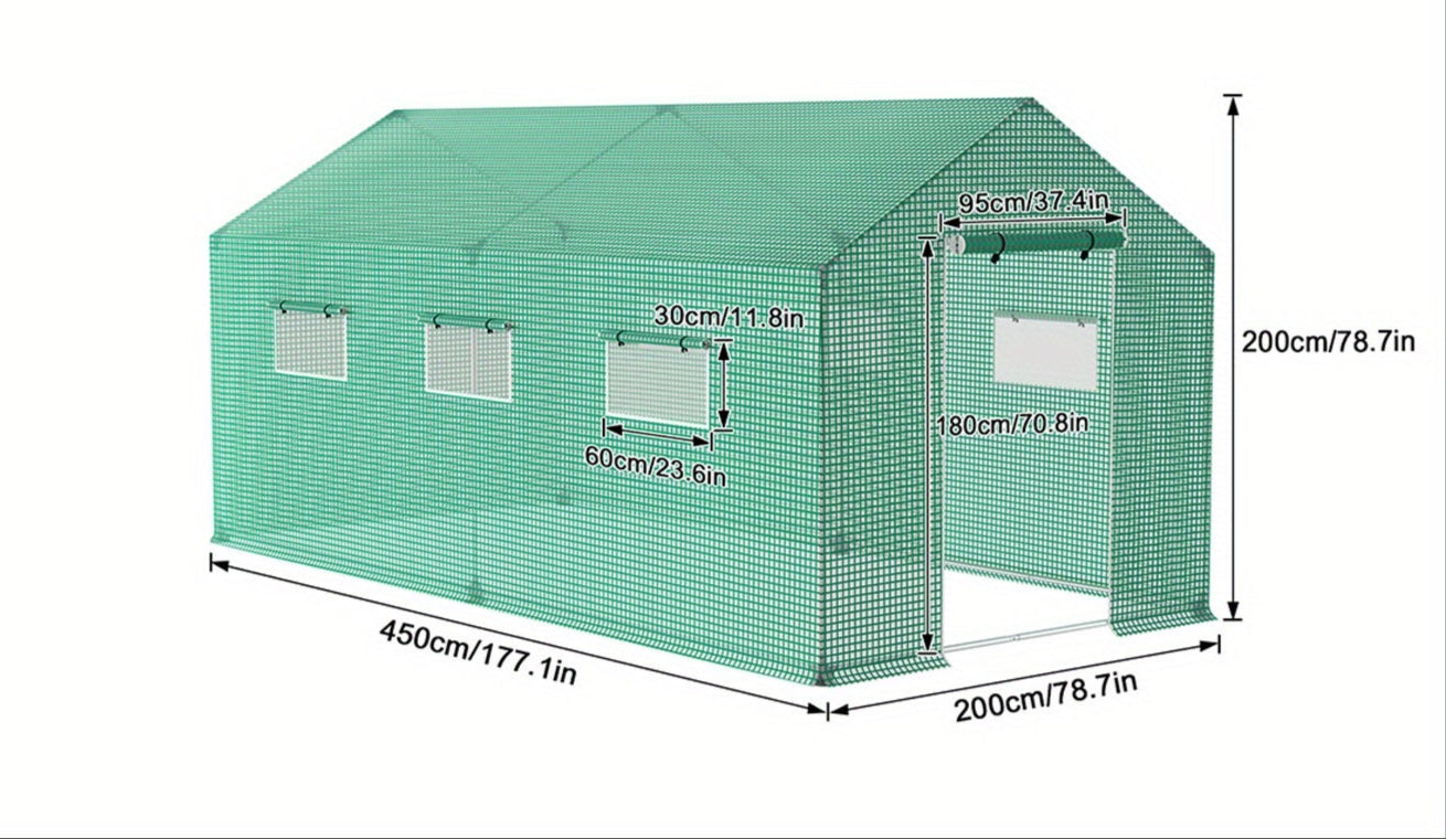 Tuinkas – Kweekkas – Serre – Groentekas – Tunnelkas – 4,5x2x2 Meter – Gegalvaniseerd Stalen Frame – Ventilatieraam Met Muskietennet