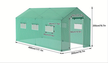 Tuinkas – Kweekkas – Serre – Groentekas – Tunnelkas – 4,5x2x2 Meter – Gegalvaniseerd Stalen Frame – Ventilatieraam Met Muskietennet