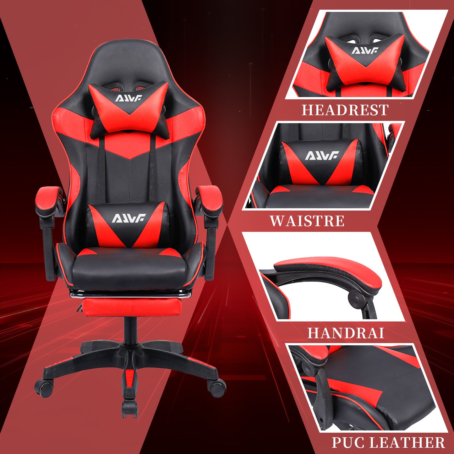 Office Chair, Gaming Chair, Gaming Chair, Ergonomic Gamer Chair with Footrest, Headrest,Lumbar Cushion, Padded Gaming Chair, Swivel Chair