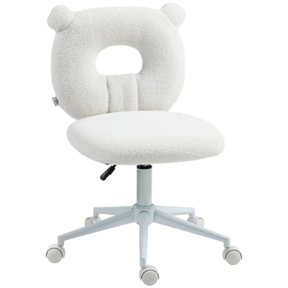 Bureaustoel – Office Chair – Werkstoel – Desk Chair – Stoel – Wit – Hoogteverstelbaar – Teddy Fur Bekleding – Breed Zitvlak 50x56x90 cm