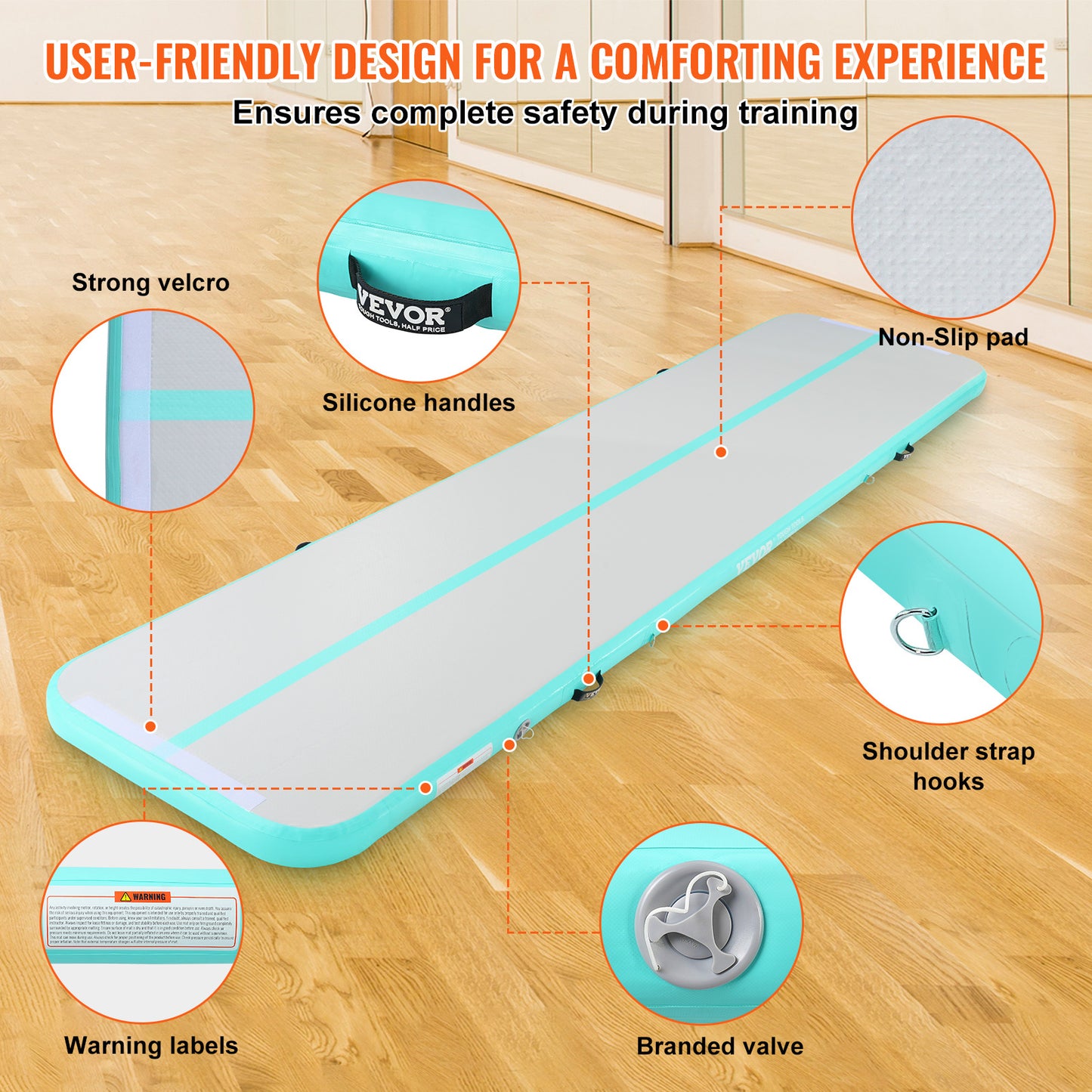 Opblaasbare Gymnastiekmat – Air Track – Tumbling Mat – Trainingsmat – Gym Mat – 13ft Lengte – Inclusief Elektrische Luchtpomp – Duurzaam PVC Material