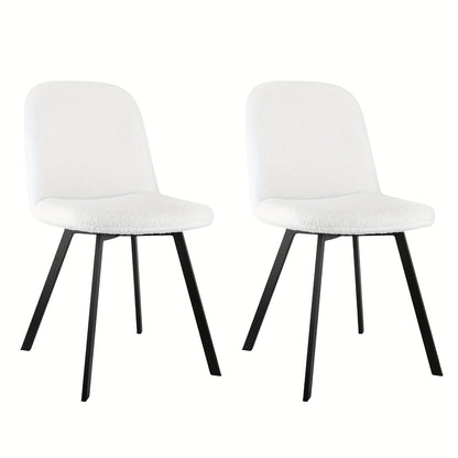Eetkamerstoel – Stoel – Kuipstoel – Zitmeubel – Keukenstoel – Teddy Fleece Bekleding – Stevig Metalen Frame – Set van 2