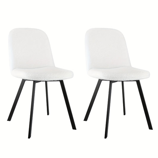 Eetkamerstoel – Stoel – Kuipstoel – Zitmeubel – Keukenstoel – Teddy Fleece Bekleding – Stevig Metalen Frame – Set van 2