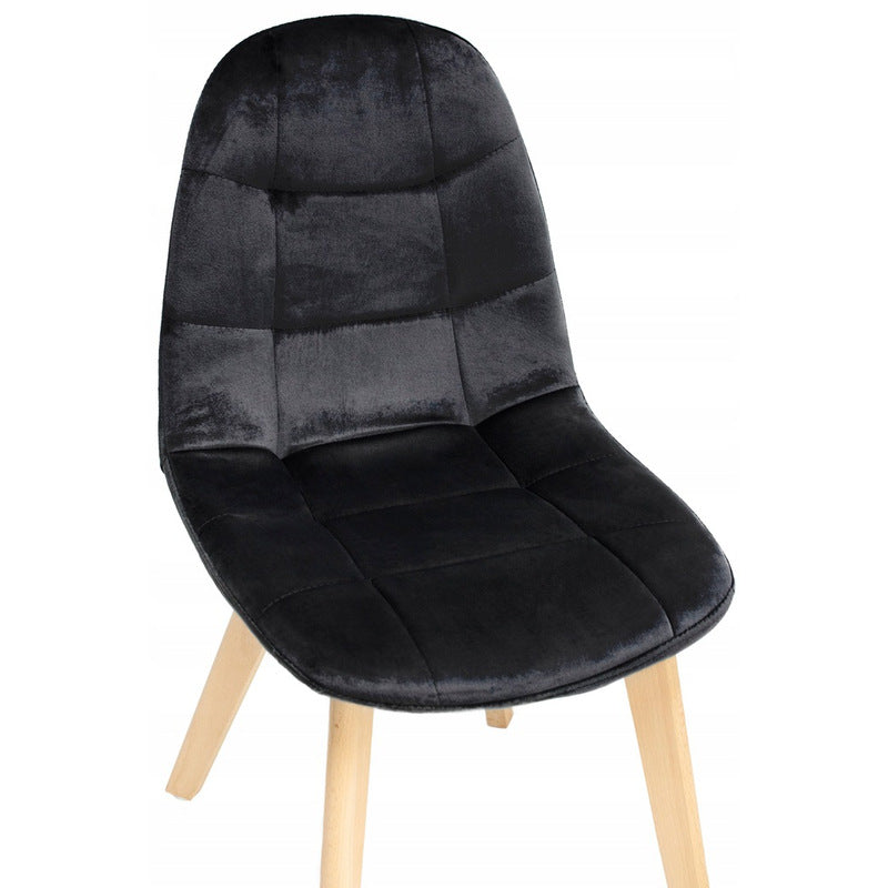 Eetkamerstoel – Stoel – Kuipstoel – Set Van 4 – Zwarte Velvet Bekleding – Beukenhouten Poot – Ergonomische Rugleuning – Draagvermogen 130 kg