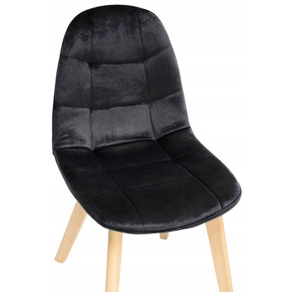 Eetkamerstoel – Stoel – Kuipstoel – Set Van 4 – Zwarte Velvet Bekleding – Beukenhouten Poot – Ergonomische Rugleuning – Draagvermogen 130 kg
