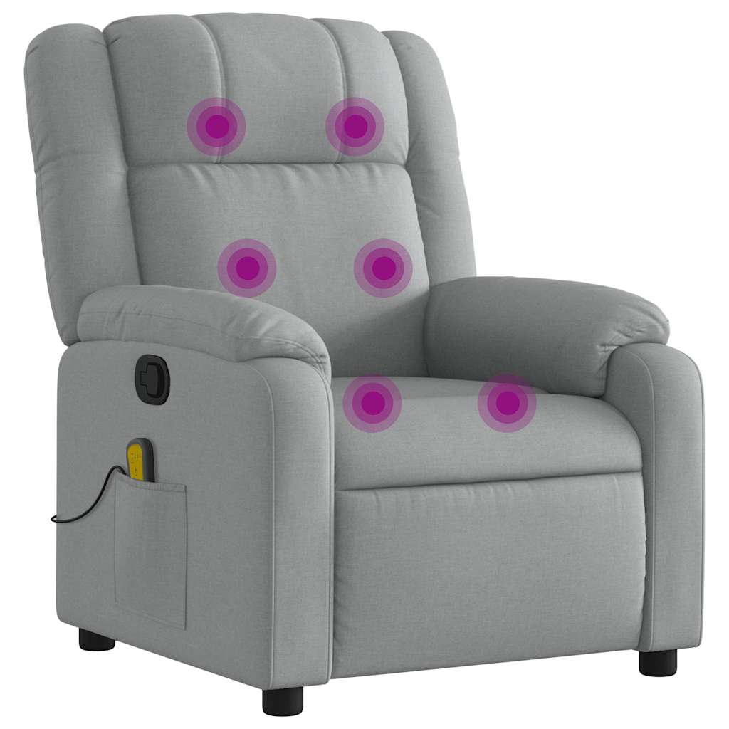 Massagestoel – Relaxstoel – Massagefauteuil – Elektrische Stoel – Ontspanningsstoel – Elektrisch Verstelbaar – 6 Massagepunten – Lichtgrijs