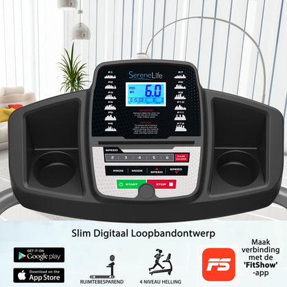 Loopband – Inklapbare Treadmill – Fitnessapparaat – Hardloopband – Wandelband – Zwart – Compact Ontwerp – Bluetooth Connectiviteit