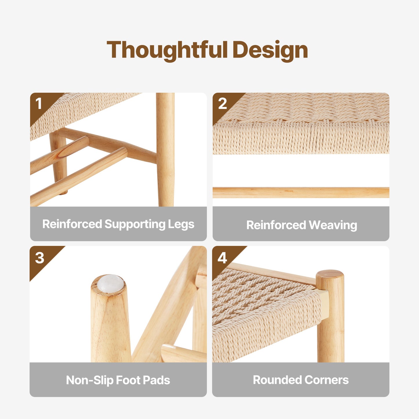 Rieten Bankje – Rieten Bank – Rotan Bank – Wicker Bankje – Houten Bank – Handgemaakt Hardhouten Frame – Geschikt Voor 2 Personen 120 cm